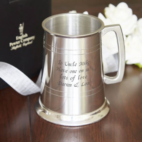 Classic Engraved Pewter Tankard