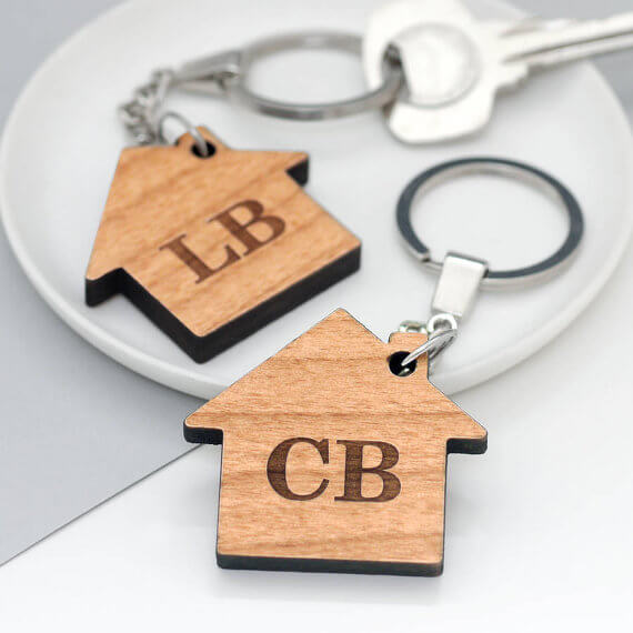 Personalised House Initial Key Rings, Set Of Two 