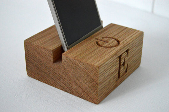Personalised Oak Phone Charger Stand