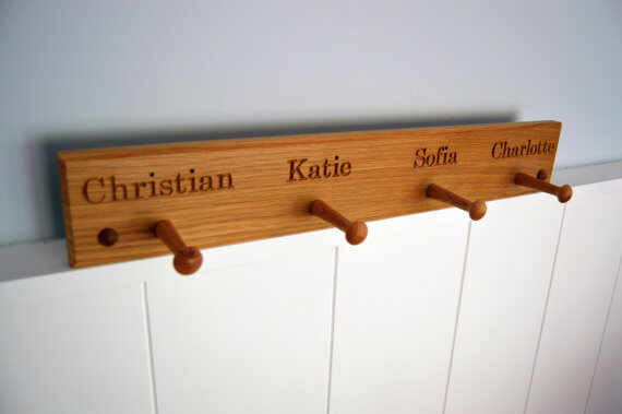 Personalised Oak Peg Rail