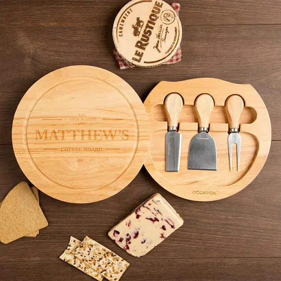 Personalised “Established on…” Circular Cheese Board Gift Set
