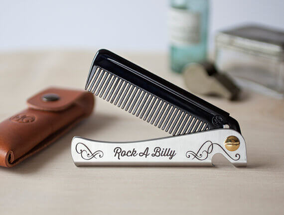 Personalised Man Comb With Leather Case