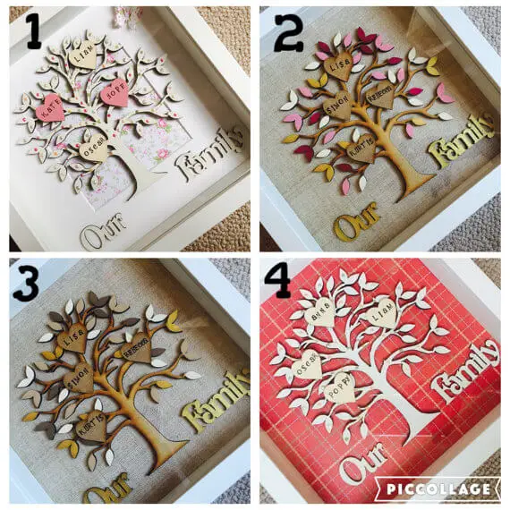 Wooden Family Tree In Box Frame