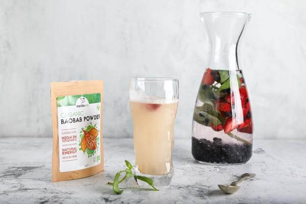 Delicious Detox Baobab Water Infused with Berries & Basil
