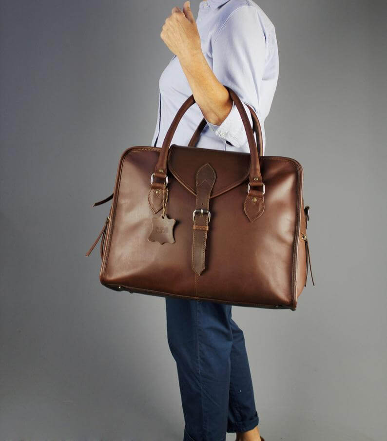 Vintage Child "Overnight" Leather Travel Bag in Pecan