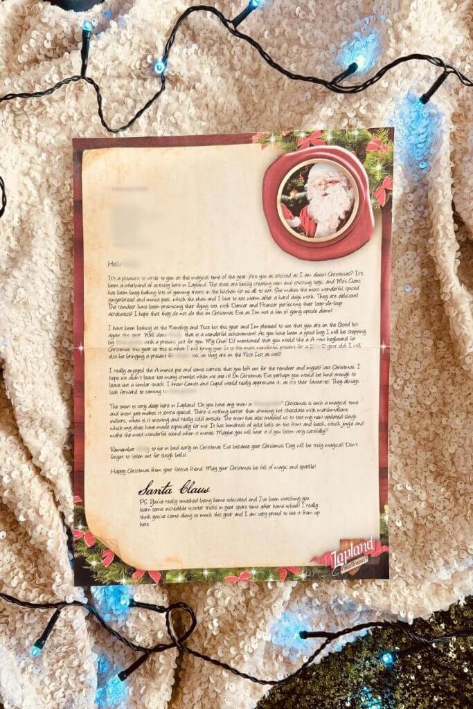 What the letters from Santa look like