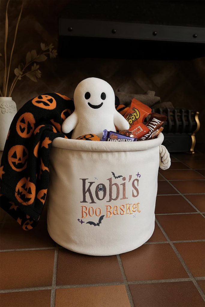 Embroidered Boo Basket
