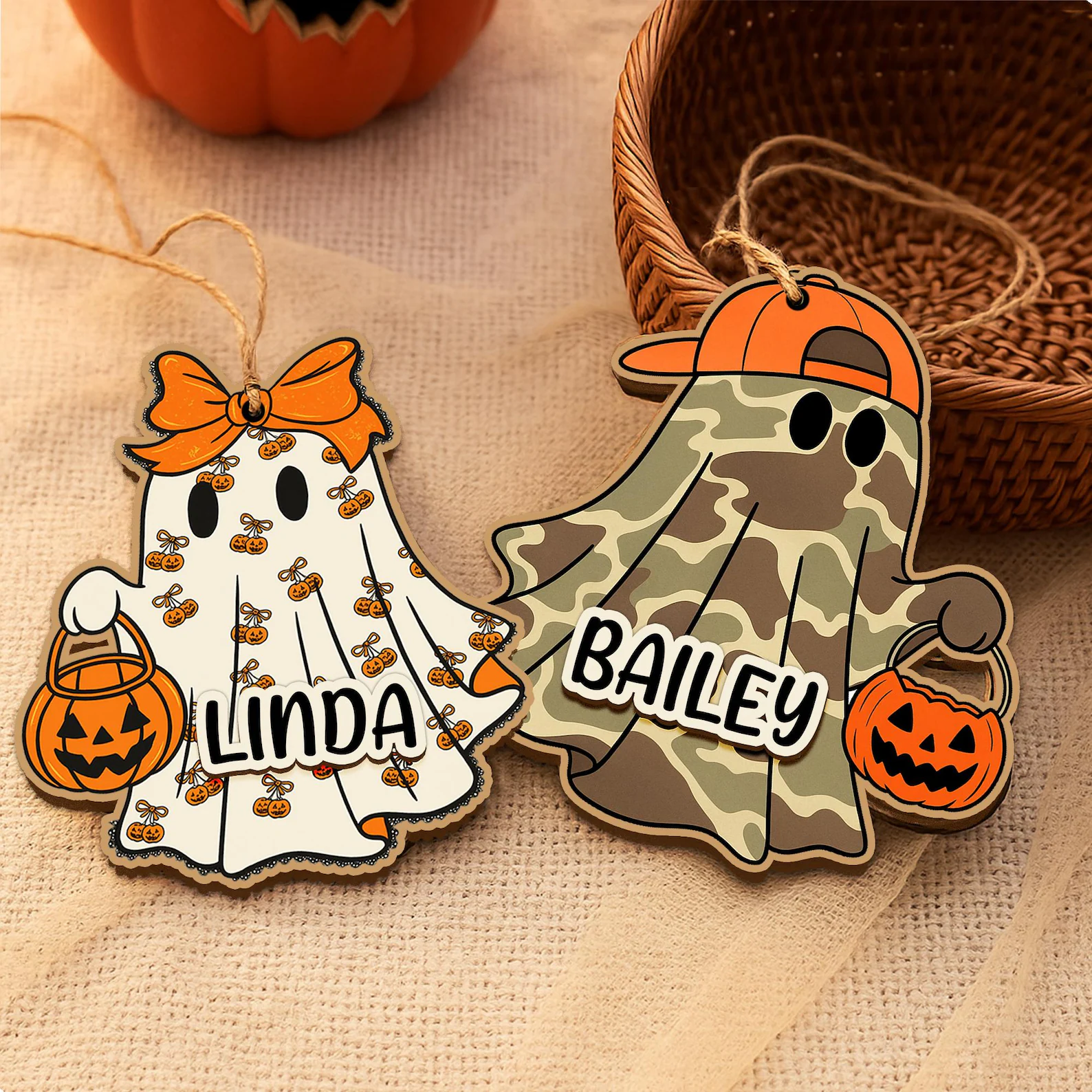 Personalised Pumpkin Boo Basket Tag