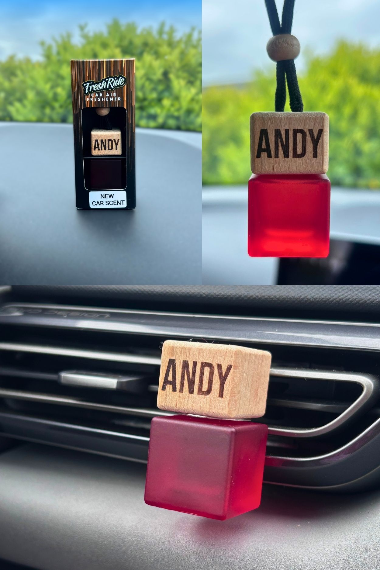 Fresh Ride Personalised Car Air Freshener - in action!
